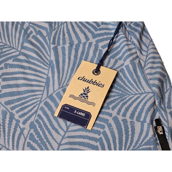 NWT Chubbies Men’s The Calm Palm 1/4 Zip Pullover Long Sleeve Shirt Sz XL Blue - Picture 2 of 10